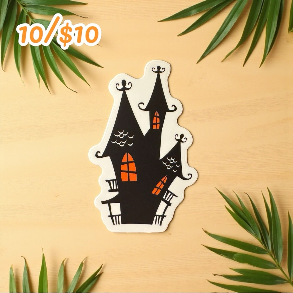 Vintage Halloween Haunted House Sticker – Matte Finish